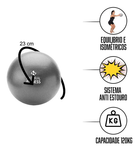 Pelota de softgym Overball para pilates/pilates/fisioterapia, color plateado