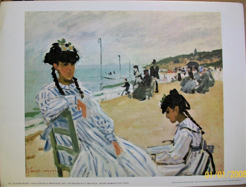 Monet Lámina Sur La Plage 24 X 30 Publicada En Paris