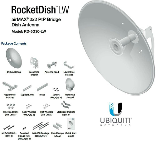 Kit 2un Rocket Dish Lw 30dbi 5ghz+ 2 Routerboard Rb 912 Out