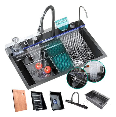 Cuba Multifuncional Gourmet Pia Inox Com Cascata Completa