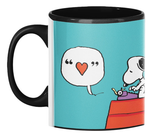 Tazón Snoopy Carta De Amor - Calidad Premium Negro