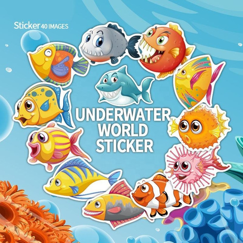 Peces 40 Pvc Stickers Calcomanias