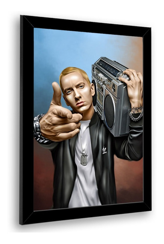Quadro Decorativo Eminem Rapper Poster Emoldurado 23x33cm