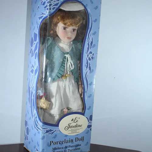 Mu eca Porcelana Grande Le Jardine Chaleco Y Sombrero Verde
