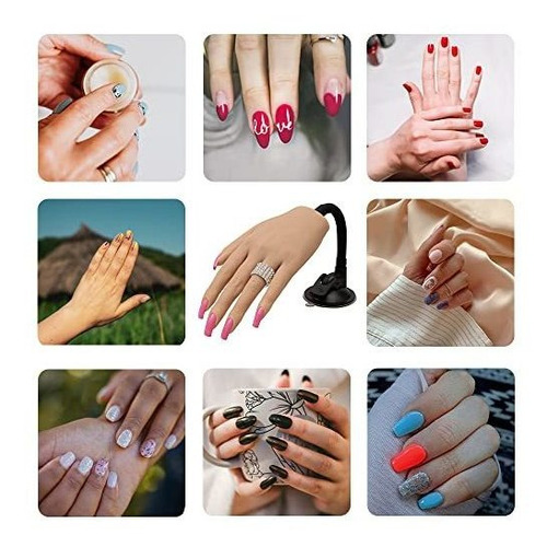 Mão prática de silicone realista para unhas de acrílico