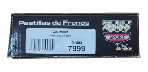 Pastillas De Frenos Chevrolet Montana Traseras #7999