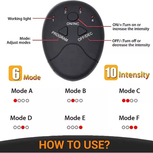 Electro Estimulador Muscular 06 Vak Ems PRO Pad Abdominales CINTURA