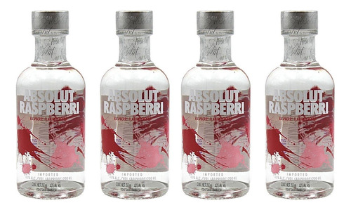 Pack De 4 Vodka Absolut Rasperri 200 Ml