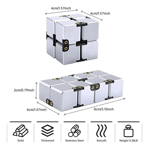 Rovzukct Cube Metal Infinity Cube Aluminio Bloque De Cubo De