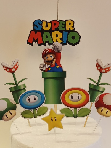 Super Mario Bros Adorno De Torta Topper Deco Candy Bar - Cs