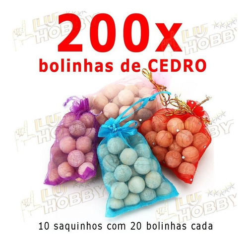 200x Cedro Solida Anti Mofo Traça Bolor 10 Sacos De 20 Cada