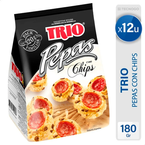 Galletitas Trio Pepas Chips Con Membrillo X12 - Mejor Precio