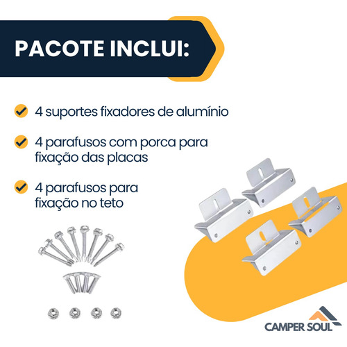 Kit Fixador Suporte Placa Solar Para Utilitários E Barcos