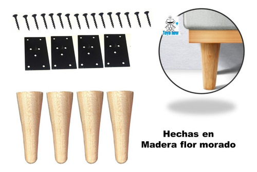 Patas De Madera Para Muebles De 25cm X 4 Unid-en Flor Morado