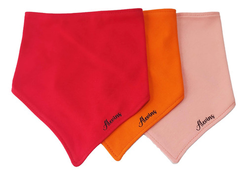 Pack 3 Baberos Bandanas 100% Algodón Lisas. Colores. Nena