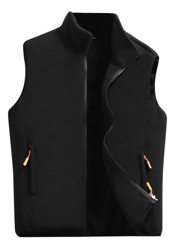 Chaleco Casual De Felpa Sólido Para Hombre, Con Cuello Alto