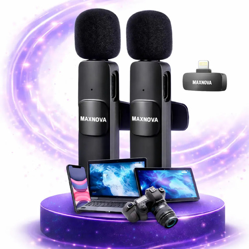 Microfone Sem Fio Duplo Lapela Profissional iPhone Android Cor Lightning - iPhone