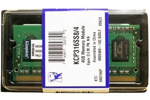 Memoria Ram 4 Gb Sodimm Ddr3 1600 Mhz Kcp316ss8/4 Kingston