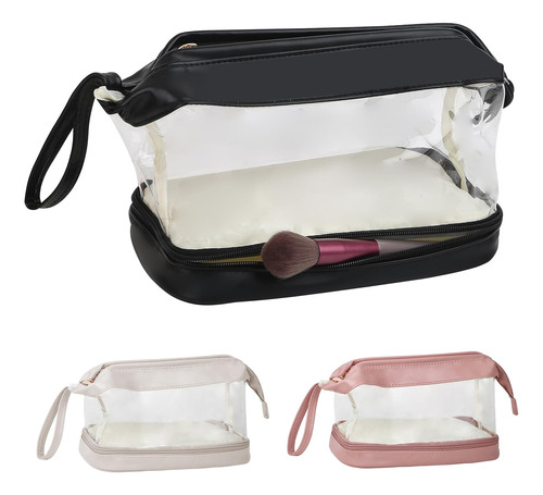 Mangocat Double-layer Makeup Bag Clear Cosmetic Bag With Bru