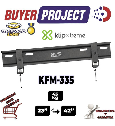 Imagen 2 de 5 de Soporte Pared Tv Led Ultra Slim 23-42'' Klip Xtreme Kfm-335