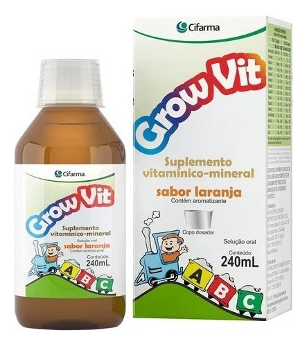 Grow Vit Suplemento Vitaminico Mineral 240ml Sabor Laranja