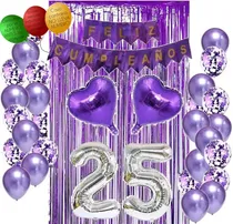 Comprar Combo Feliz Cumple Violeta Globos Banderin Cortina Numero 