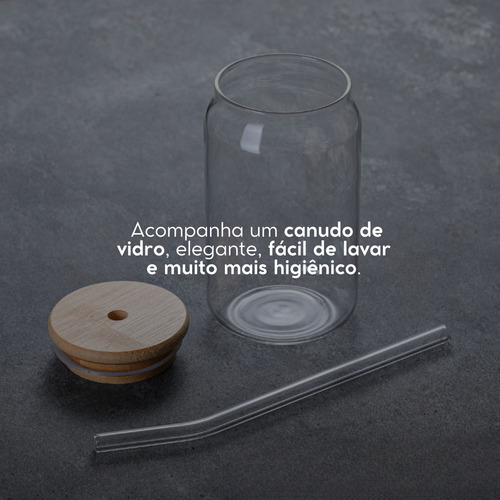 Madock Variedades Copo Lata 500ml Com Tampa Bambu E Canudo Vidro Drinks Estilo Tiktok Moda Divertido Personalizado Com Adesivo Drinks Sucos Smoothies Presente