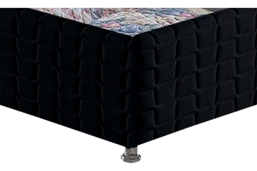 Cama Box Baú Universal Solteiro Bordado Black (88x188x35)