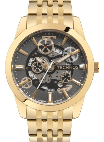 Relógio Technos Masculino Automático Dourado 8215at 1p 46mm