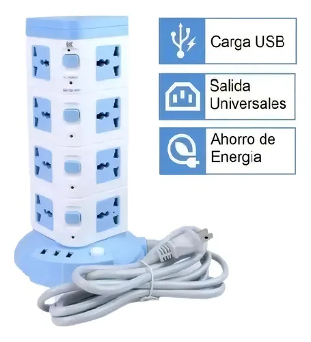 Multitoma Corriente Torre Vertical 4 Pisos 2 Puertos Usb