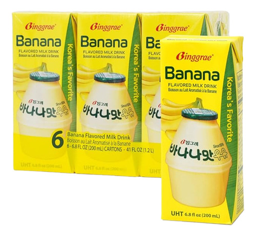 Binggrae Leche Sabor Plátano 6pzas 200ml