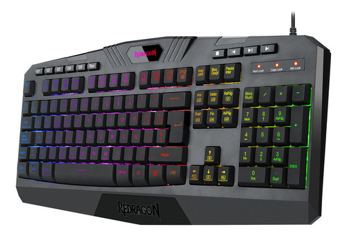 Teclado gamer Redragon Harpe Pro K503A RGB QWERTY español color negro con luz RGB