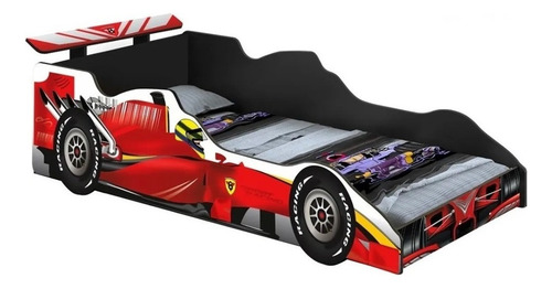 Cama Carro Infantil  Formula 1 Vermelho 100% Mdf J&a Móveis