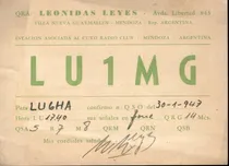 Comprar Tarjeta Qsl - De Lu1mg A Lu6ha (año 1947)
