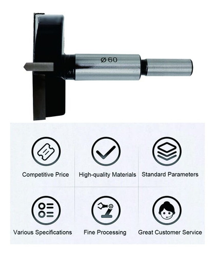 Bas Forstner, Carburo De Tungsteno De 60mm, Versión Me...