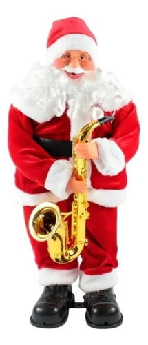 Papai Noel C/ Saxofone Dançante Musical 70cm Decoração Natal