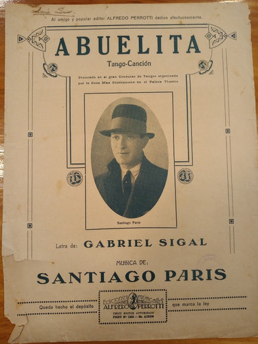 Abuelita Sigal Paris Tango Cancion Partitura