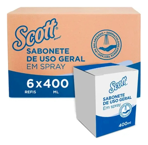 Sabonete Spray Uso Geral Scott Refil Kit C/ 6 Un 400ml