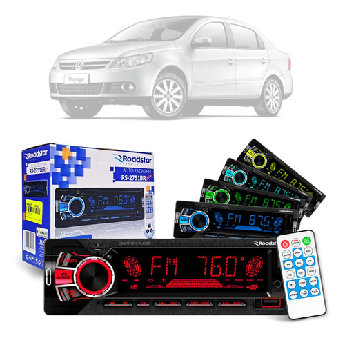 Aparelho Bluetooth/usb/aux/sd/fm Roadstar 7 Cores Vw Voyage