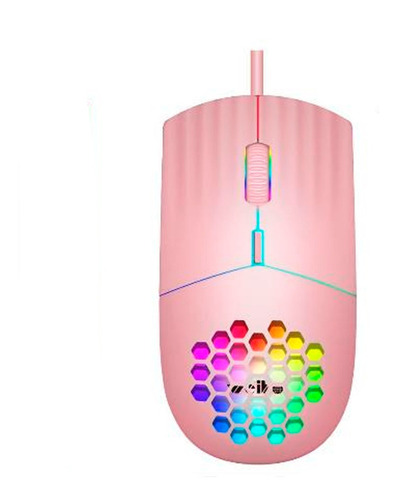 Mouse Rosado Gamer Raton Rosa Con Luces Rgb 3200 Dpi M-35