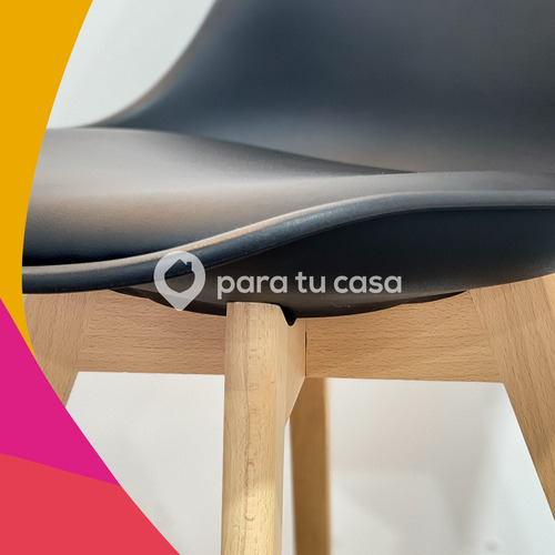Imagen 3 de 10 de Set X 2 Sillas Eames Tulip De Comedor Almohadón Patas Madera