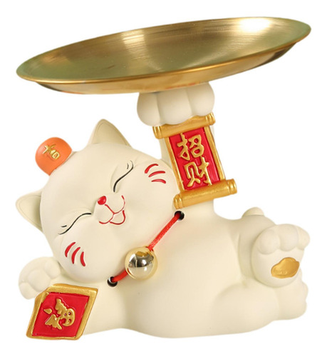 Bandeja De Armazenamento Para Estátua De Gato, Suporte Bege