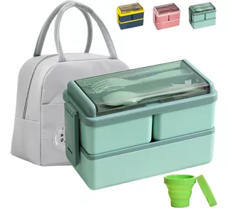 Lunch Box 2 Niveles Loncheras Topper 1400ml Y Bolsas+ Taza