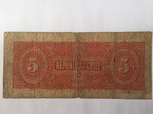 Billete De 5 Pesos 1914, República De Chile (Usado)