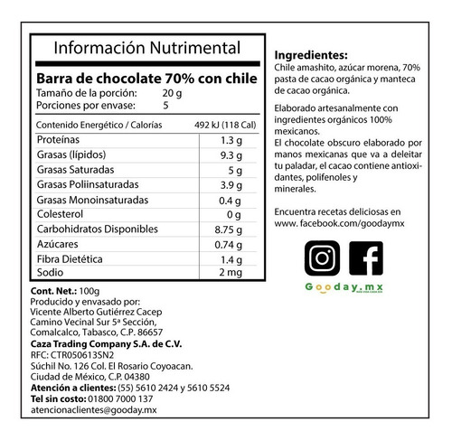 Imagen 5 de 6 de Barra De Chocolate Oscuro Con Chile Xoco Maya