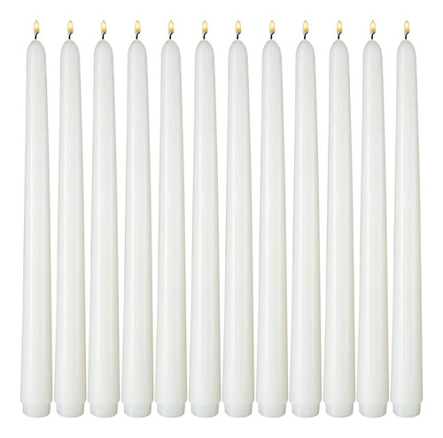 Velas Cnicas Blancas De 10 Pulgadas, Paquete De 12 Candelabr