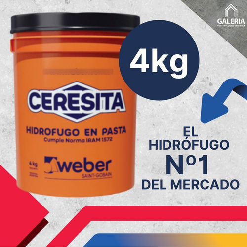 Imagen 2 de 10 de Ceresita Weber Aditivo Hidrofugo En Pasta 4kg Pared Exterior