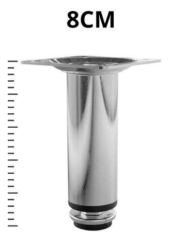 Kit 4 Pé 8cm Cromado Regulável Para Móveis, Armário, Cozinha