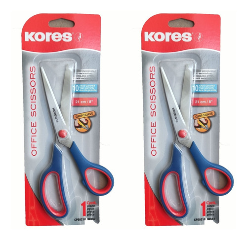 2 Tijeras Oficina Soft Grip Agarre Suave 8   21 Cm  Kores