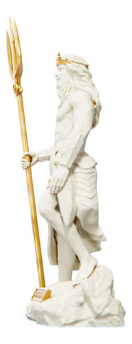 Estátua Poseidon Netuno - Deus Grego Estatueta Escultura Cor Cor mármore dourado